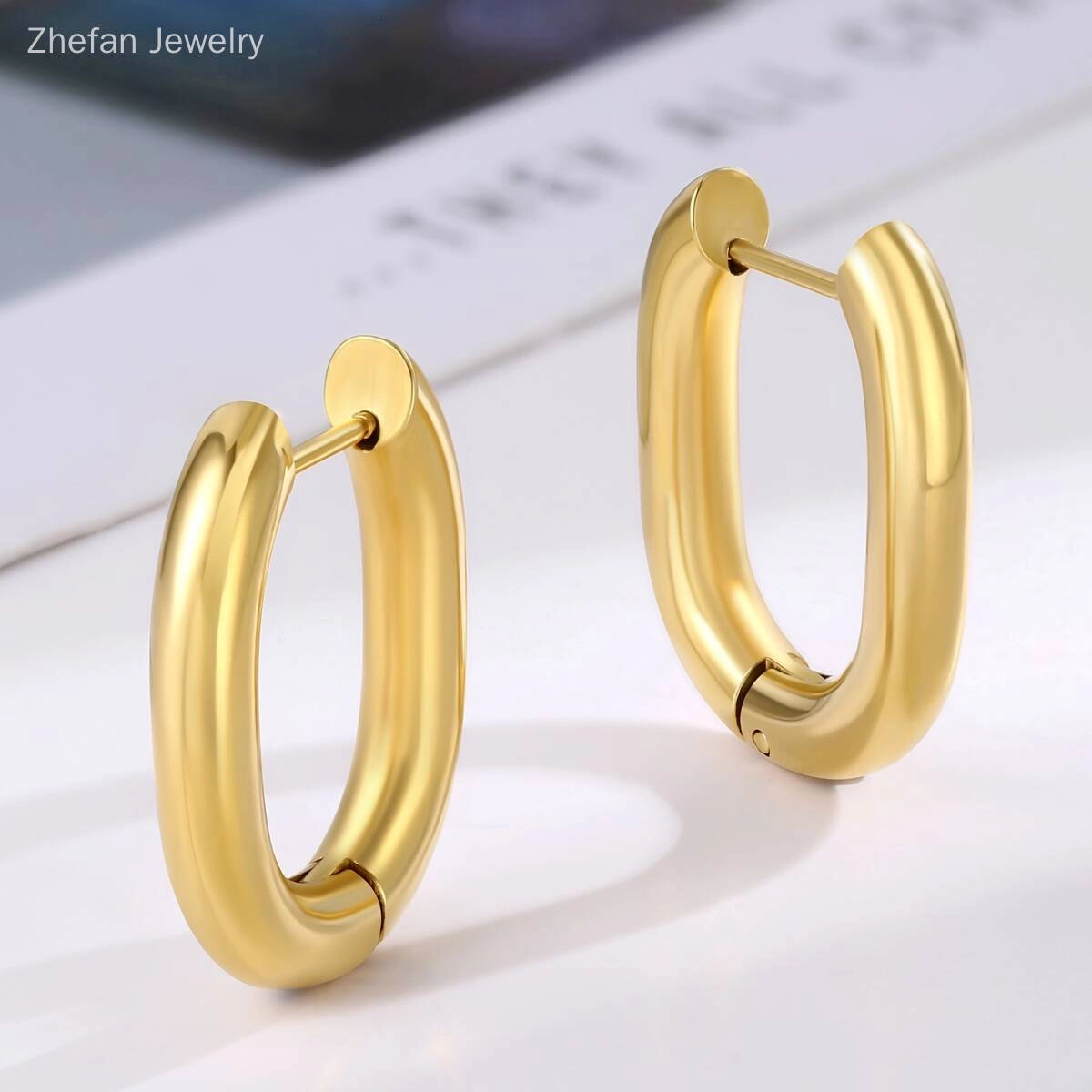 Oval Shape Hugggie Earrings-18K Gold 2 - Zhefan Jewelry