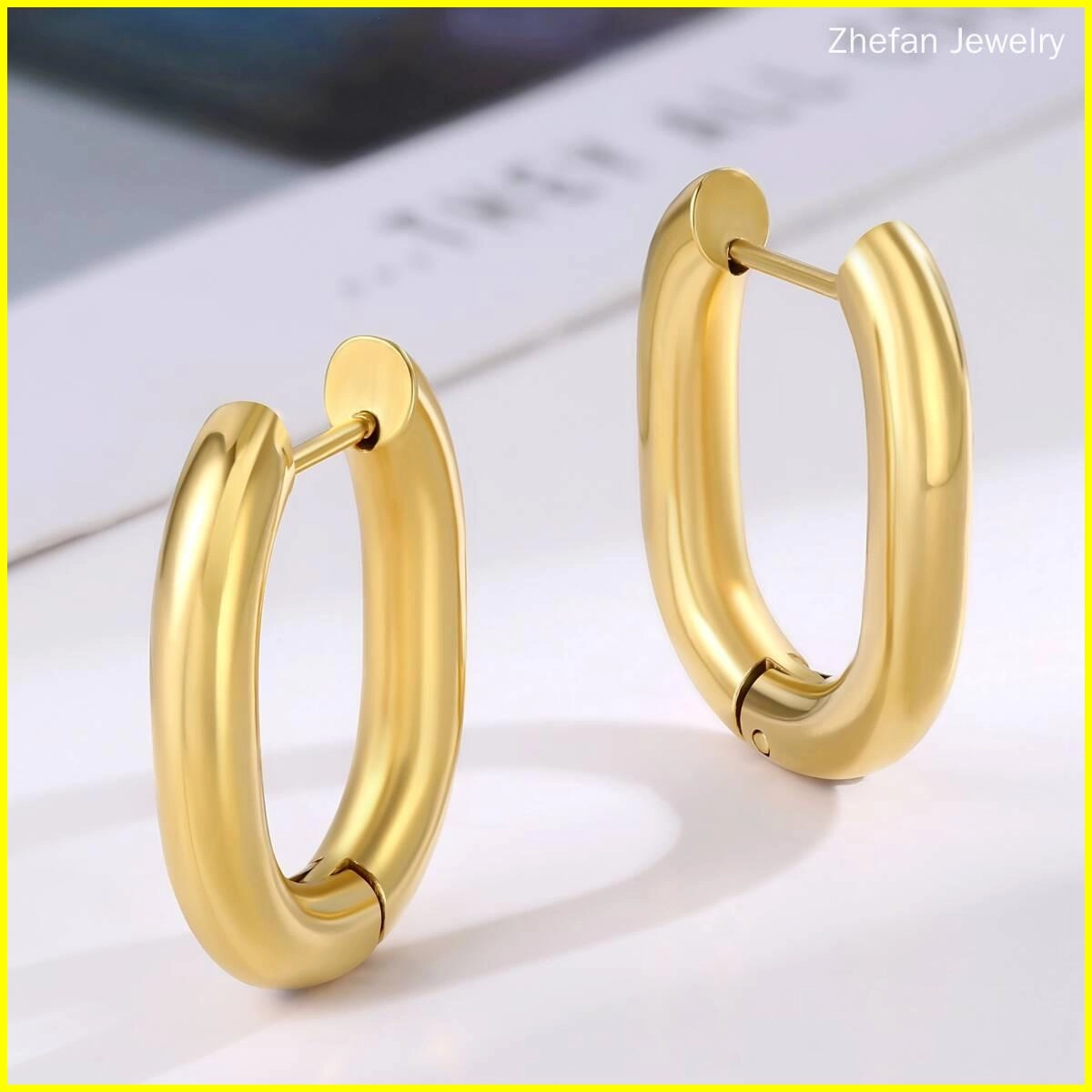 Oval Shape Hugggie Earrings-18K Gold 2 - Zhefan Jewelry
