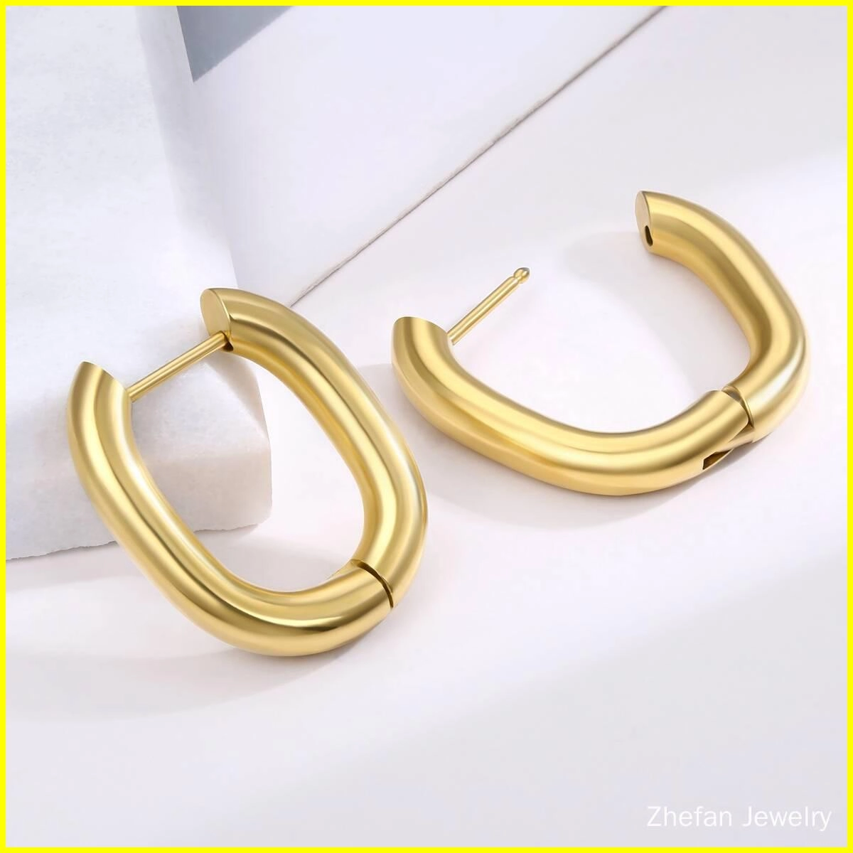 Oval Shape Hugggie Earrings-18K Gold 6 - Zhefan Jewelry