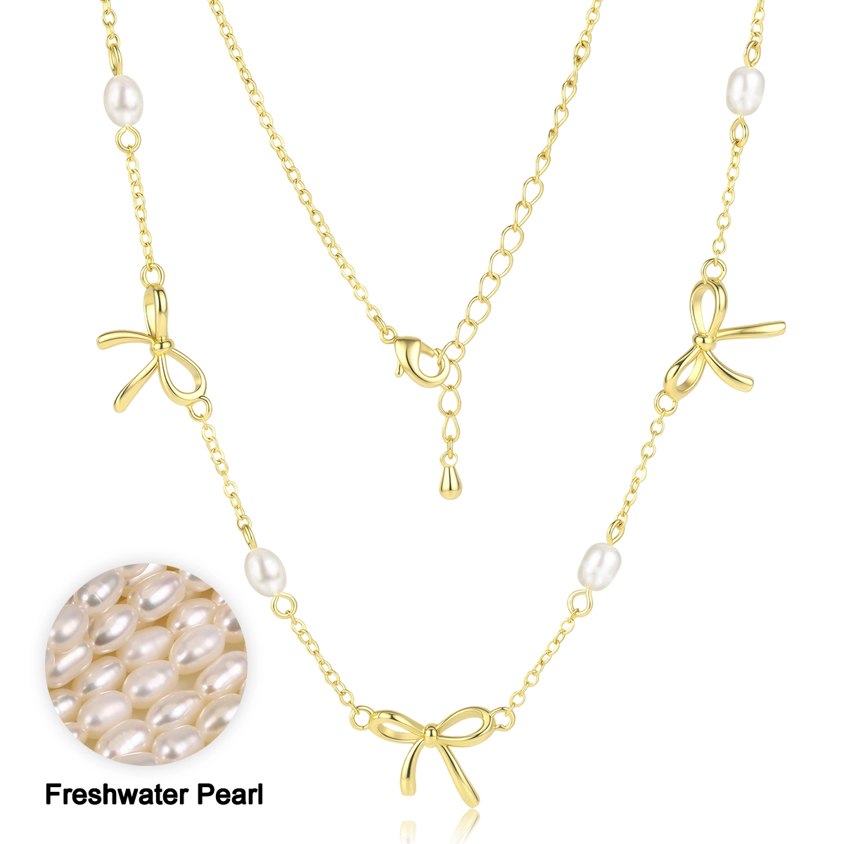 Collana con fiocco di perle e dettagli in perle d'acqua dolce per collezioni di gioielli personalizzati - Zhefan Jewelry