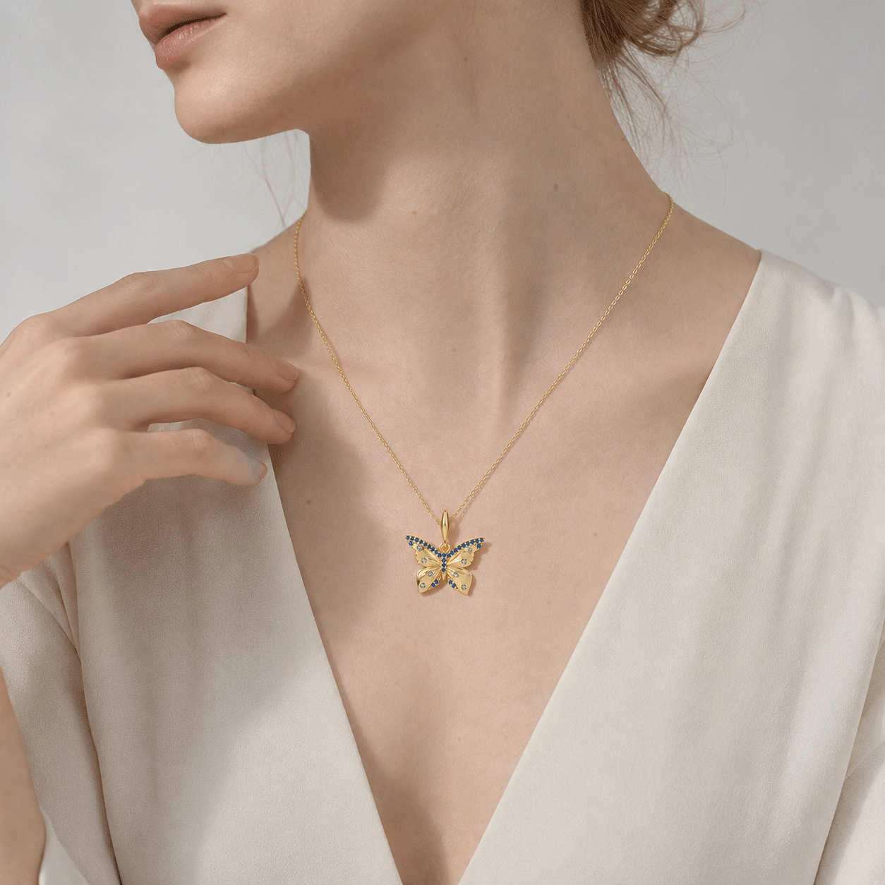 Collana a farfalla in vermeil d'oro con marchio privato - Zhefan Jewelry