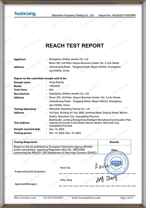 Reash test report - Zhefan Jewelry