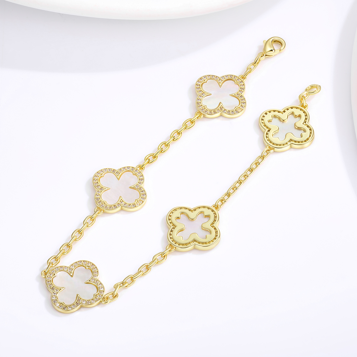 bracciale a quadrifoglio in argento
