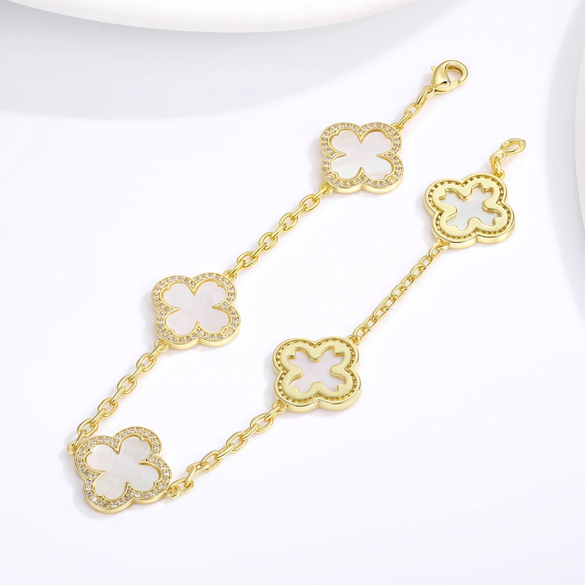 silver clover bracelet - Zhefan Jewelry