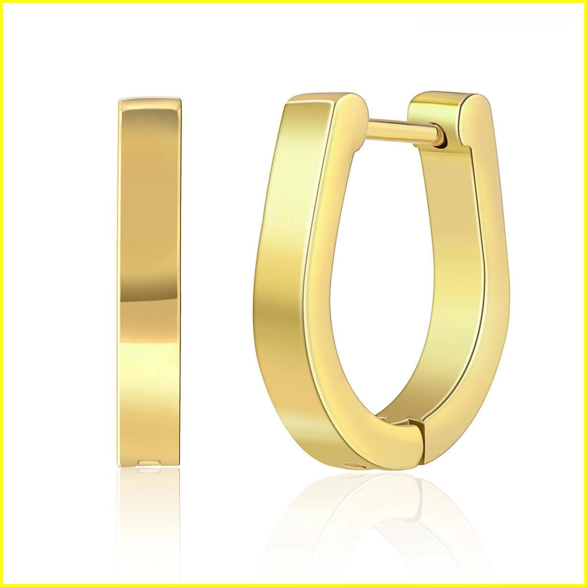 U Shape Geometric Hugggie Earrings-18K Gold 1 - Zhefan Jewelry