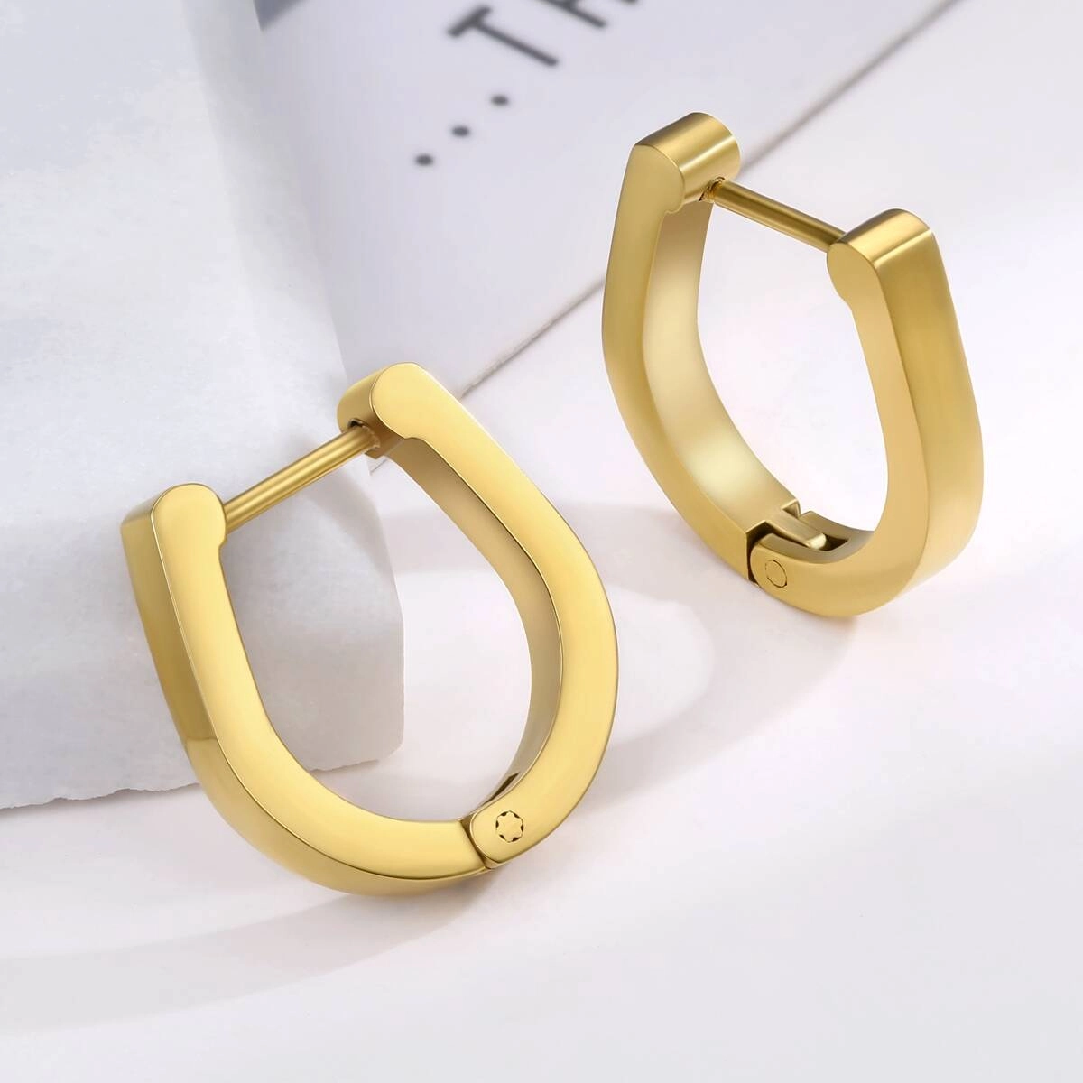 U Shape Geometric Hugggie Earrings-18K Gold 6 - Zhefan Jewelry