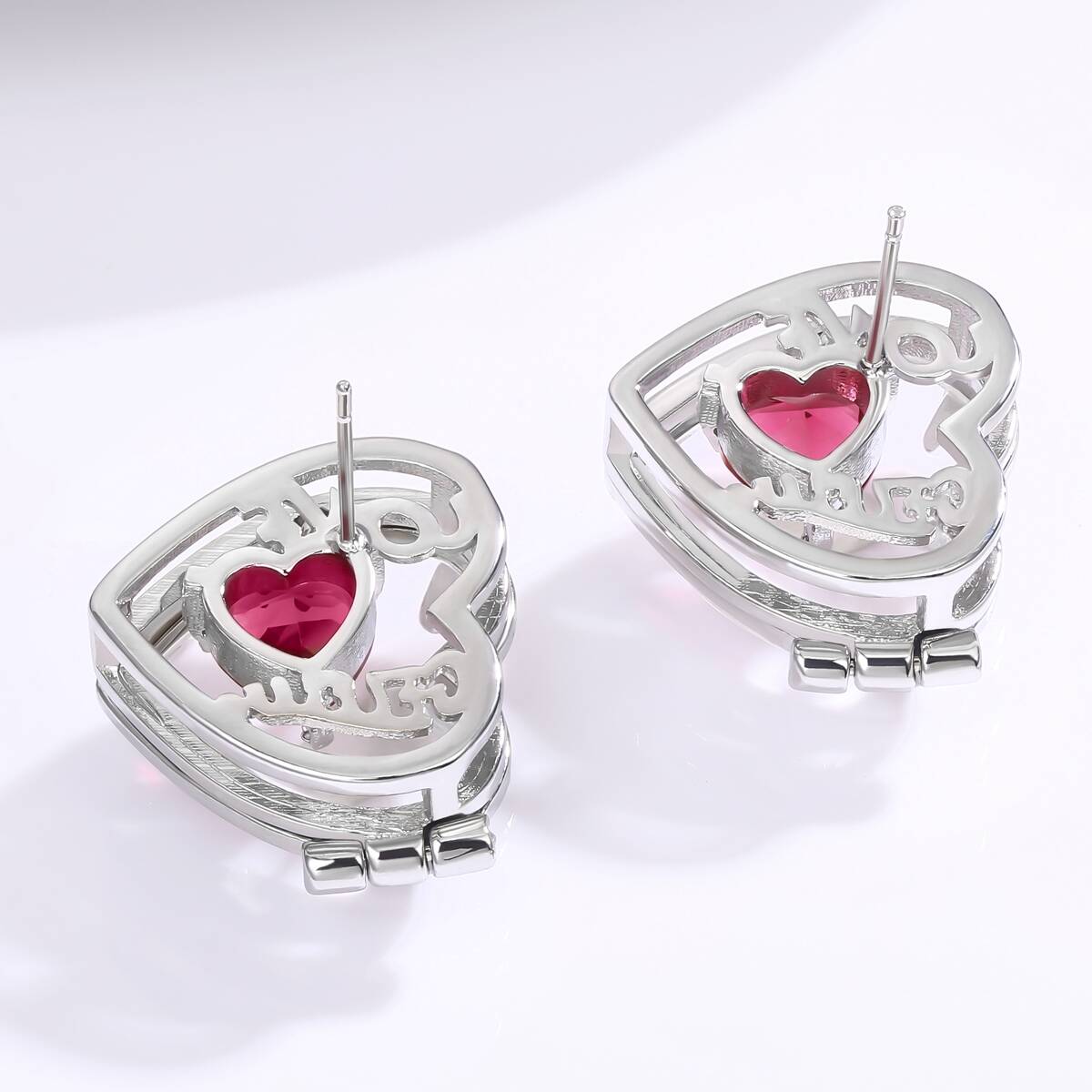 Vintage Heart Personalized Photo Zircon Earrings 2
