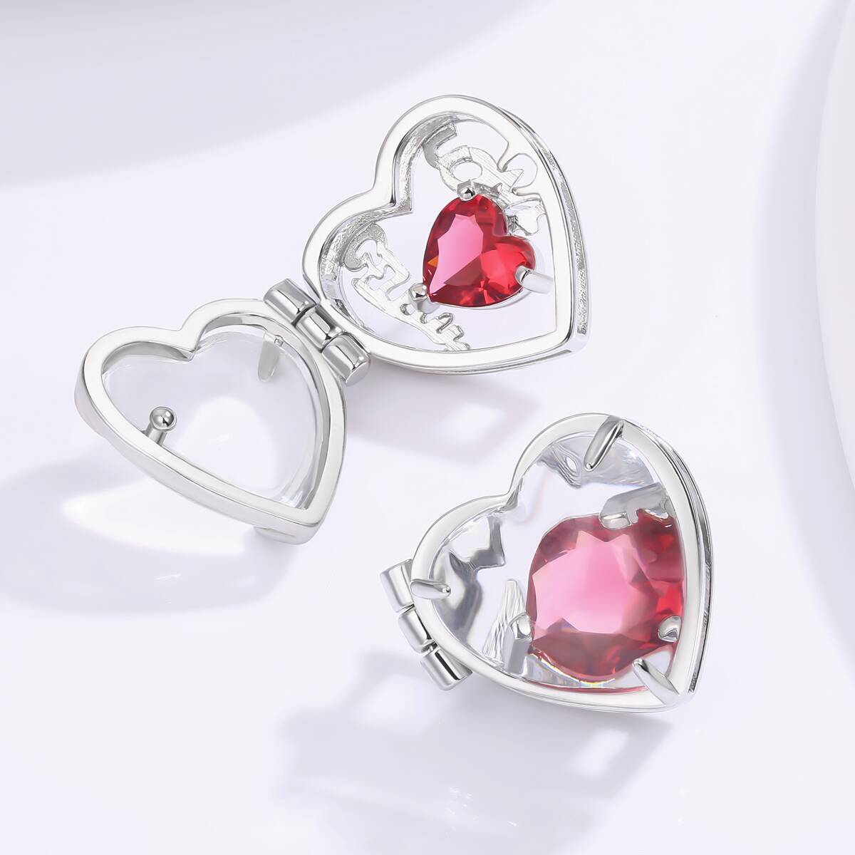 Vintage Heart Personalized Photo Zircon Earrings 4