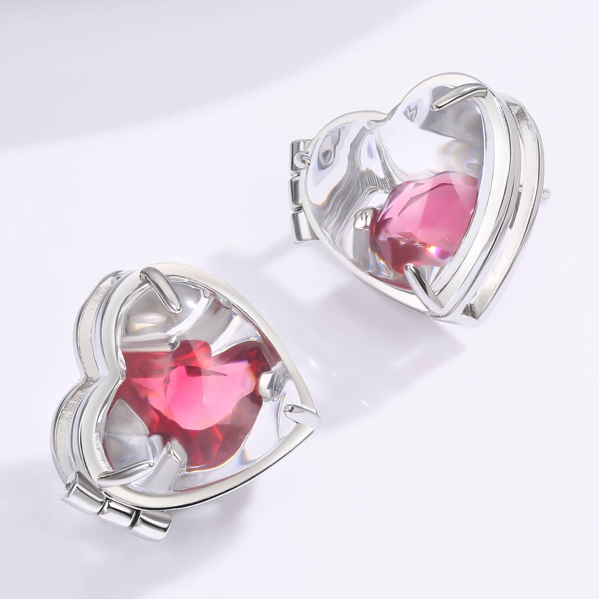 Vintage Heart Personalized Photo Zircon Earrings 5