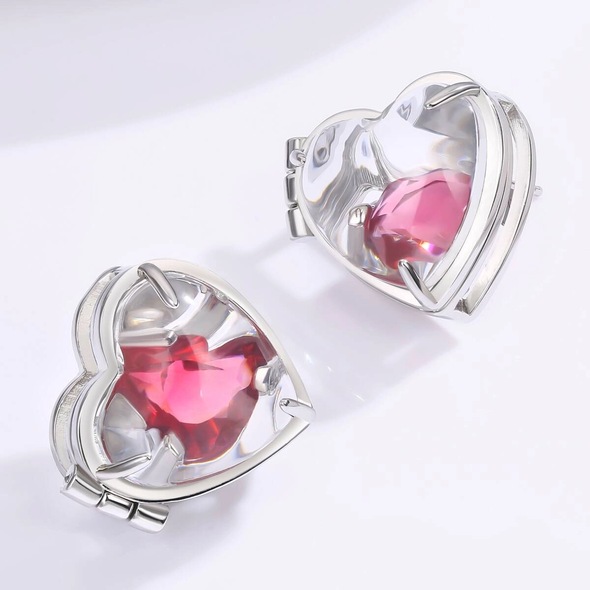 Vintage Heart Personalized Photo Zircon Earrings 5 - Zhefan Jewelry