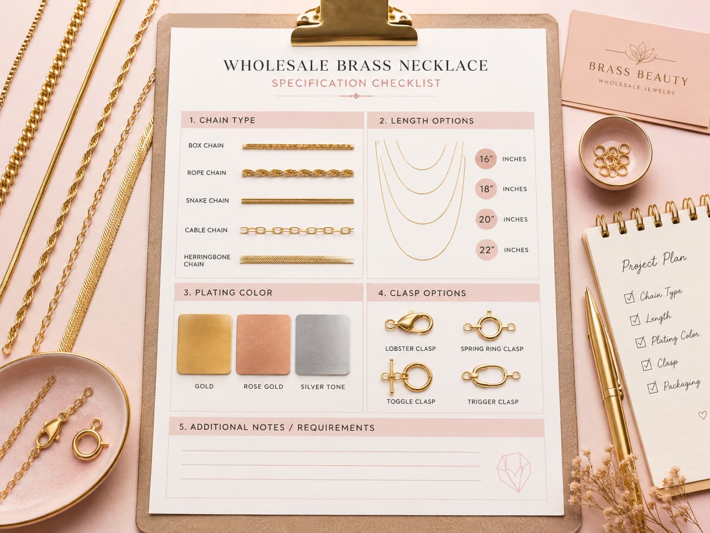 Wholesale brass necklace specification checklist