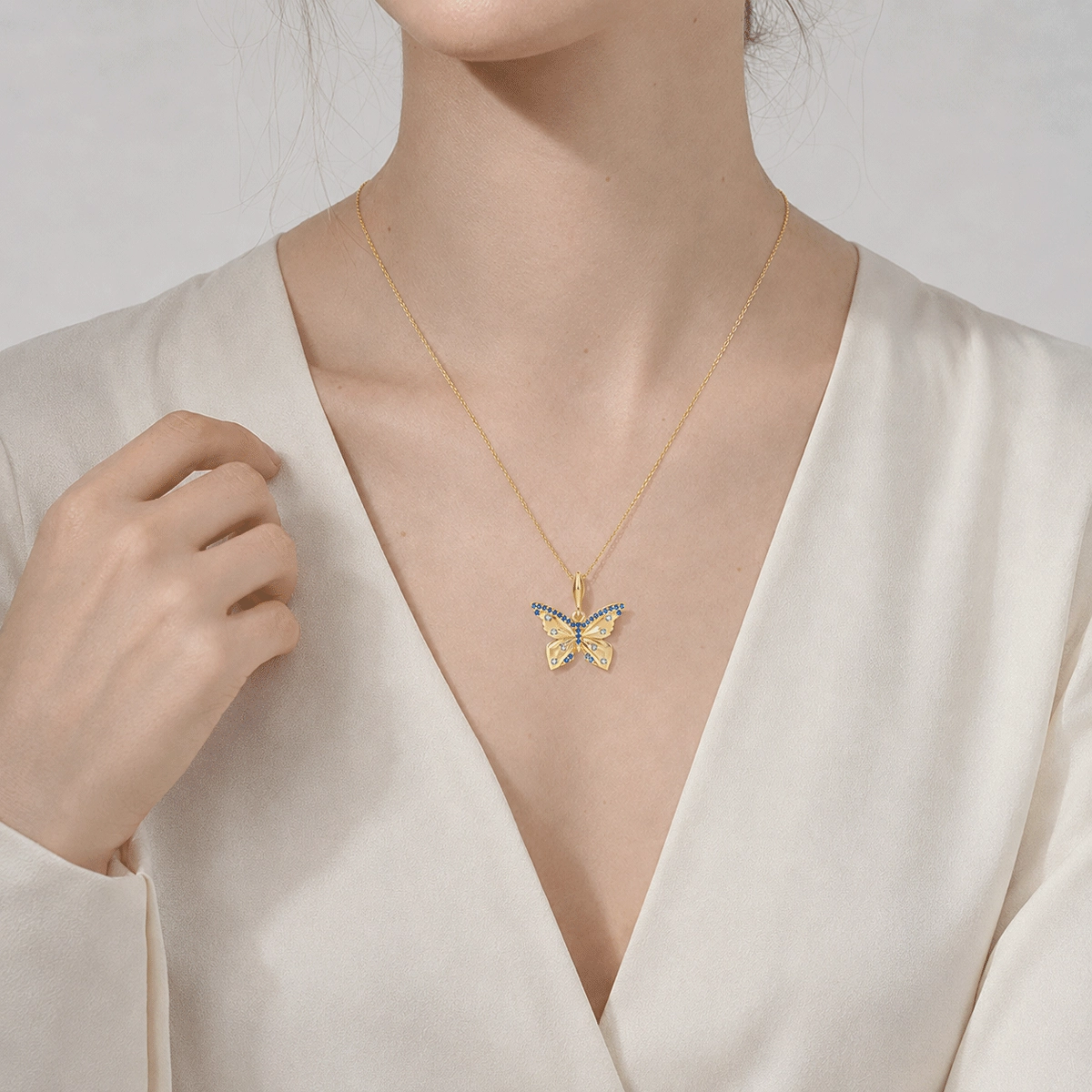 Collana con ciondolo a farfalla in vermeil d'oro all'ingrosso - Zhefan Jewelry