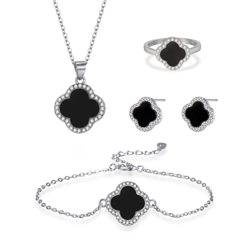 Gioielli all'ingrosso Set di gioielli in argento sterling 925 con trifoglio (3) - Gioielli Zhefan