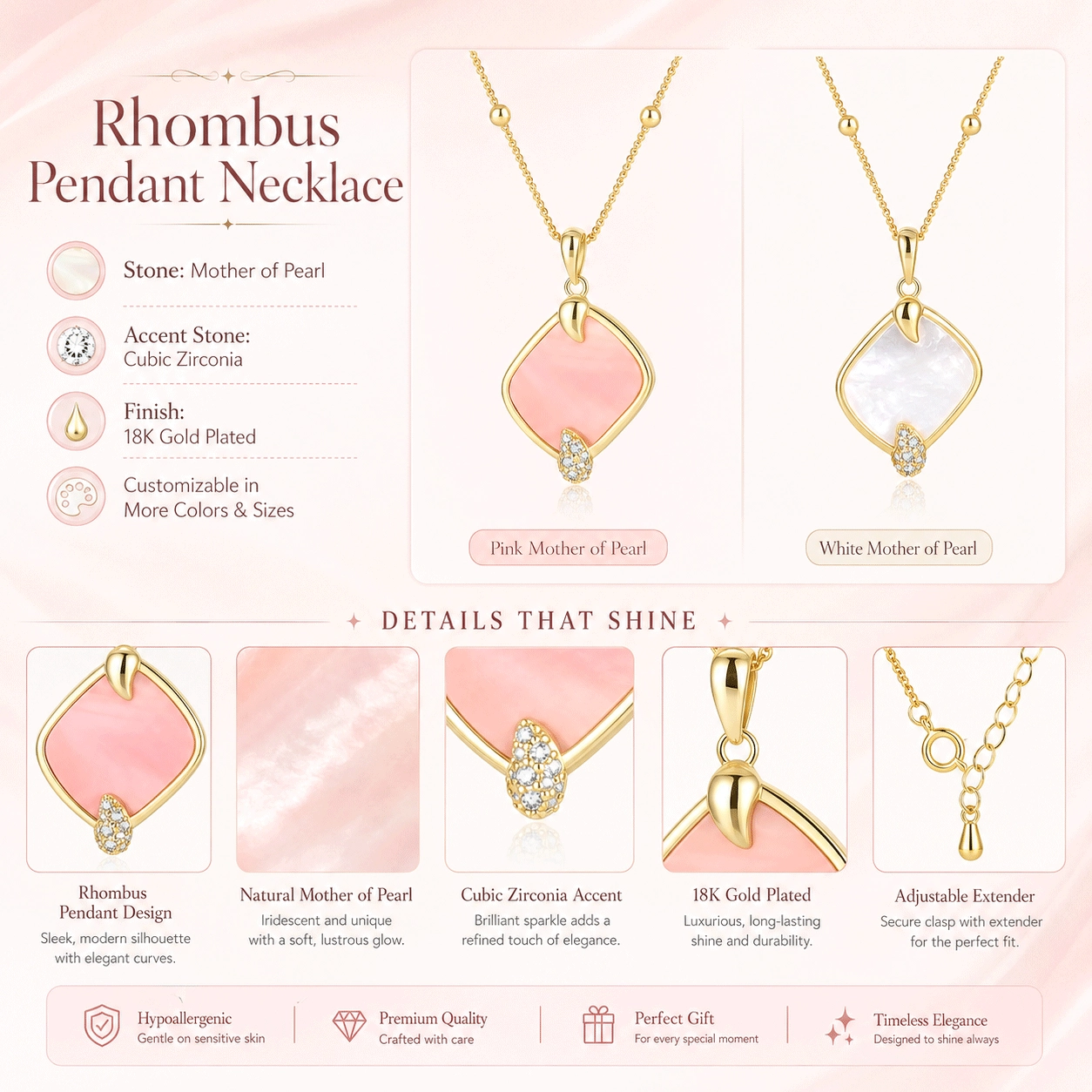 Collana con pendente a rombo all'ingrosso - Zhefan Jewelry