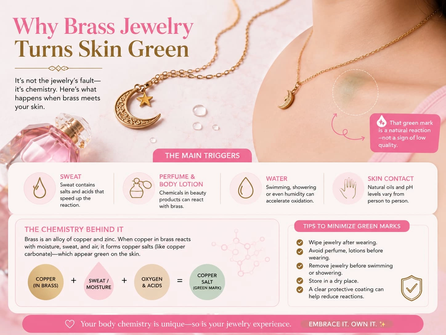 Why brass jewelry turns skin green - Zhefan Jewelry