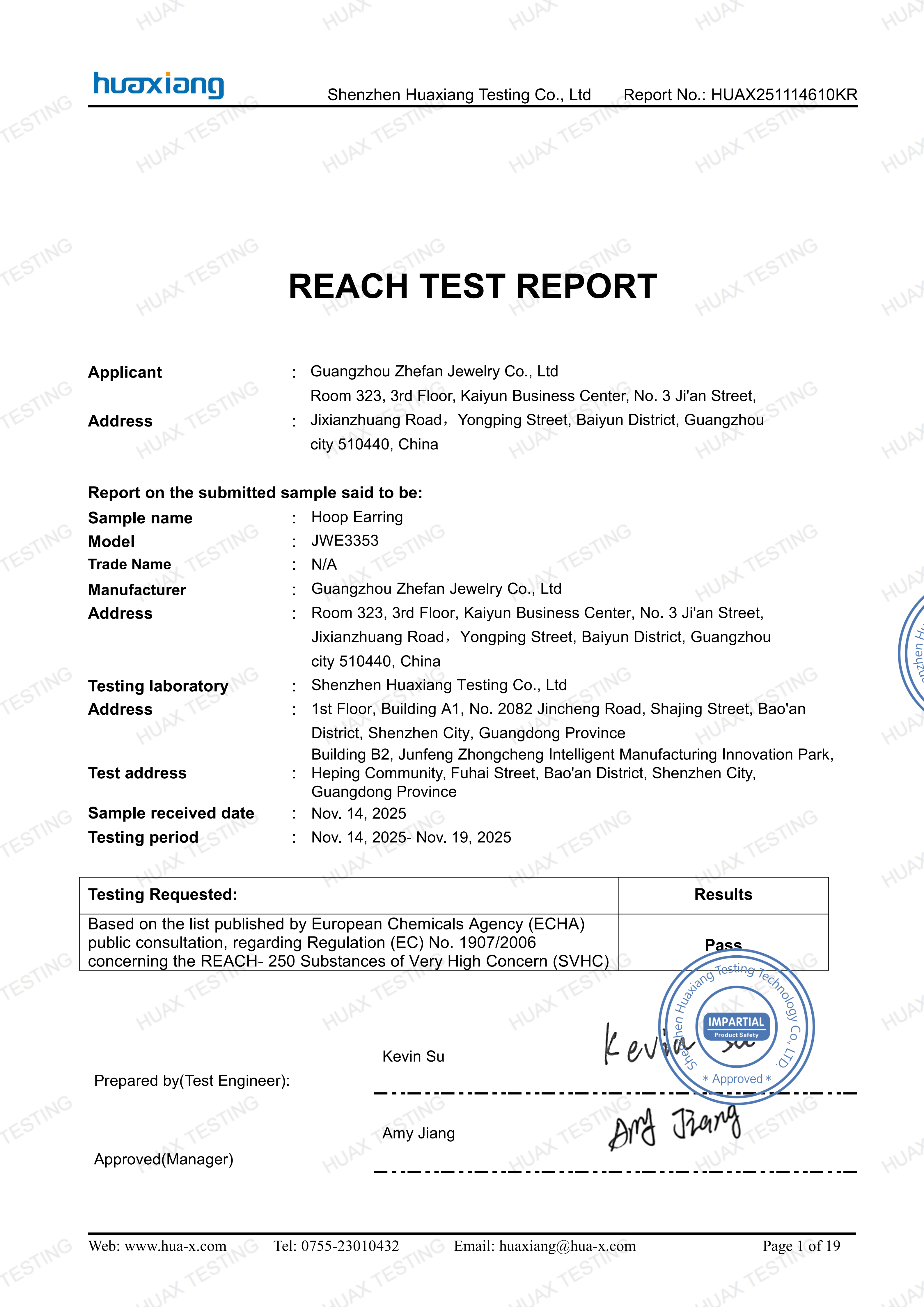 Zhefan Jewelry-REACH_Report_01 Zhefan Jewelry-REACH_Report_01