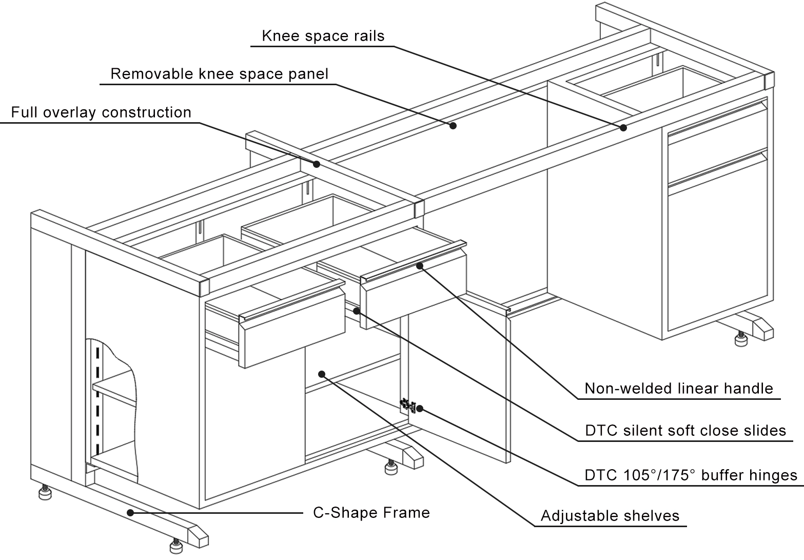 C-Franme Lab Bench Structure Detail Drawing