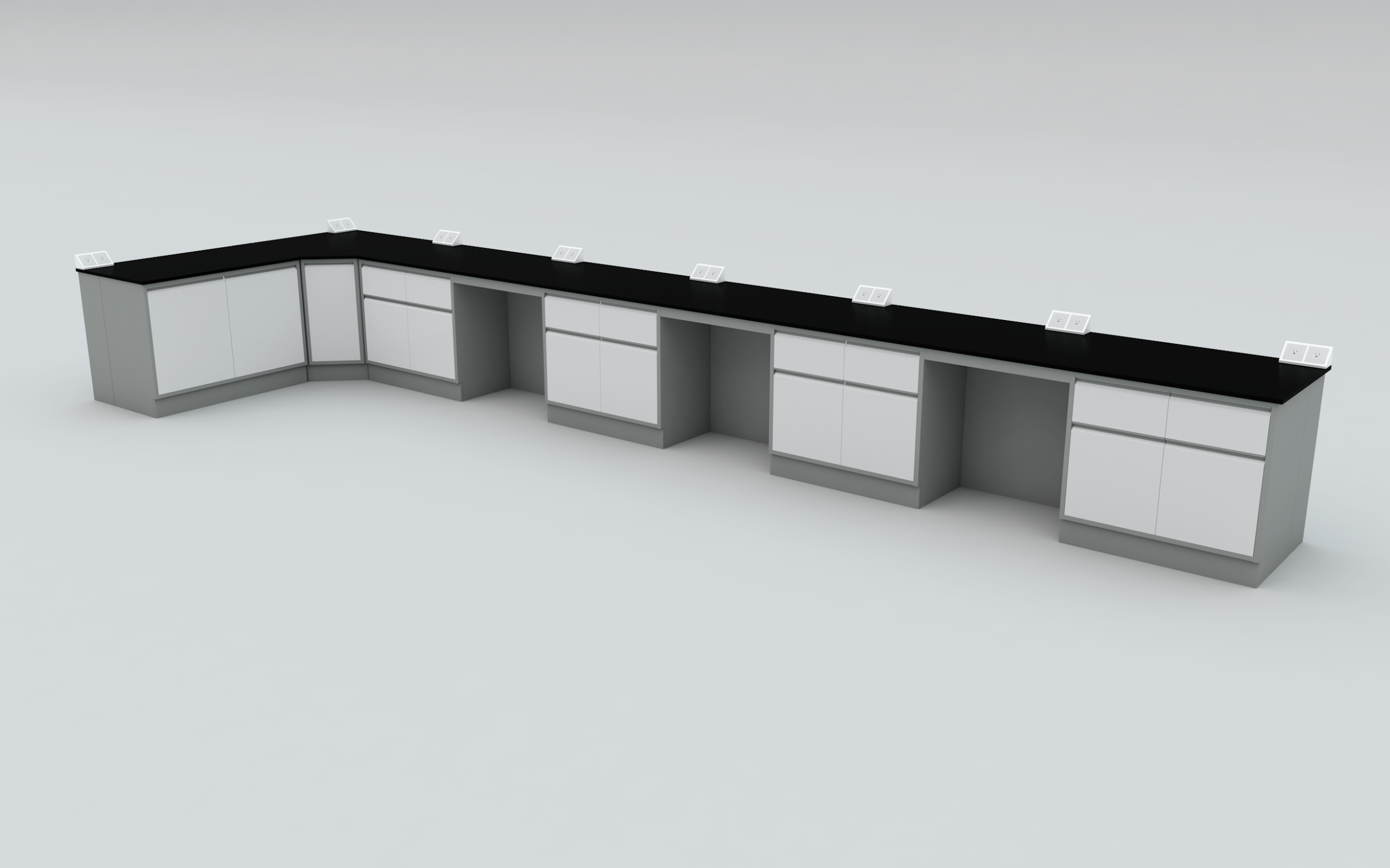 Puerto Rican Level Bench Puerto Rico Custom L-Shaped Laboratory Wall Bench Project | MAX LAB