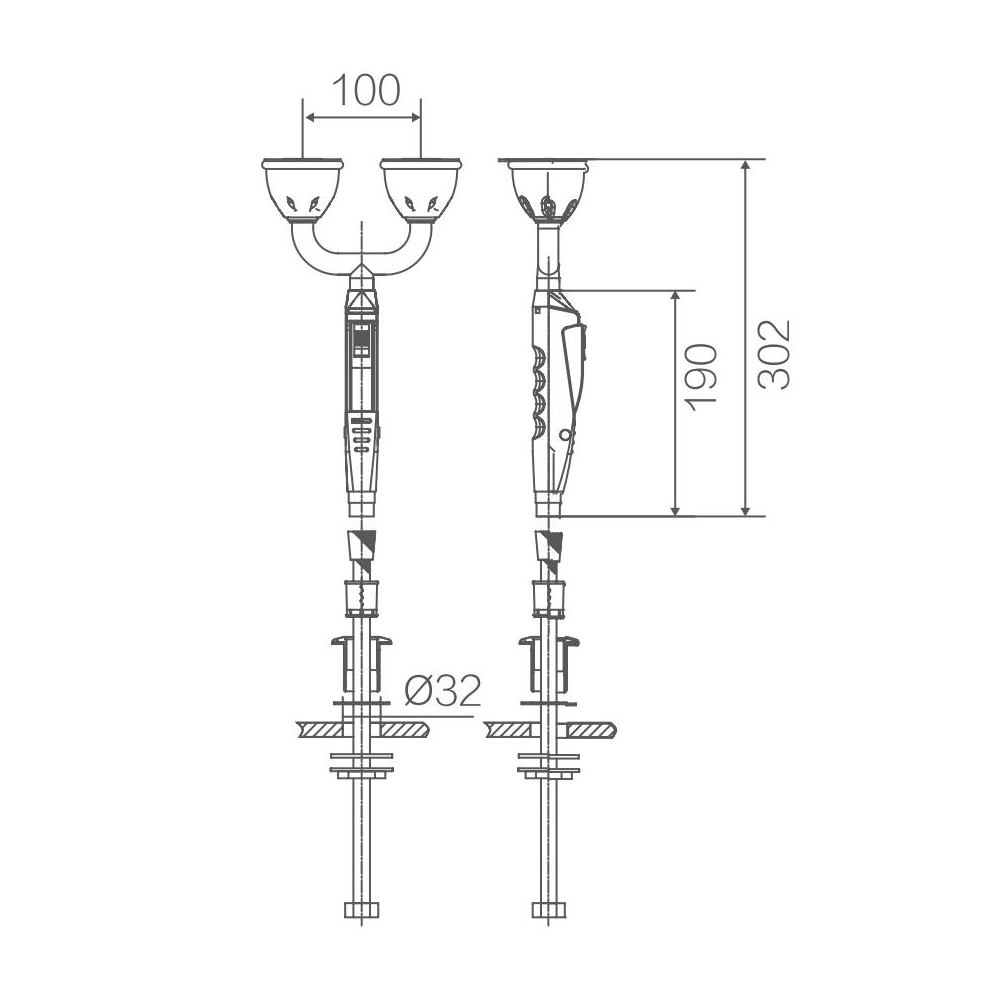 EW-03 Double Eye Wash Size