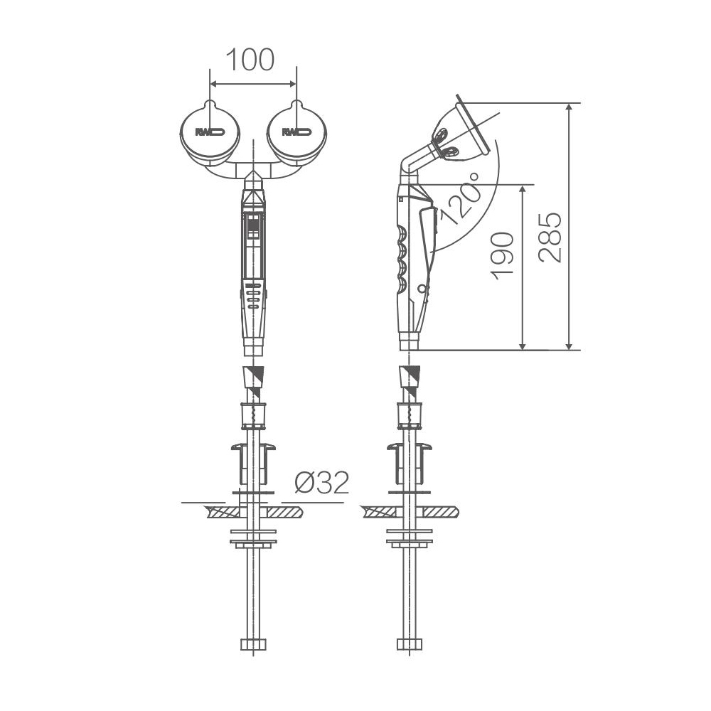 EW-04 Double Eye Wash Size
