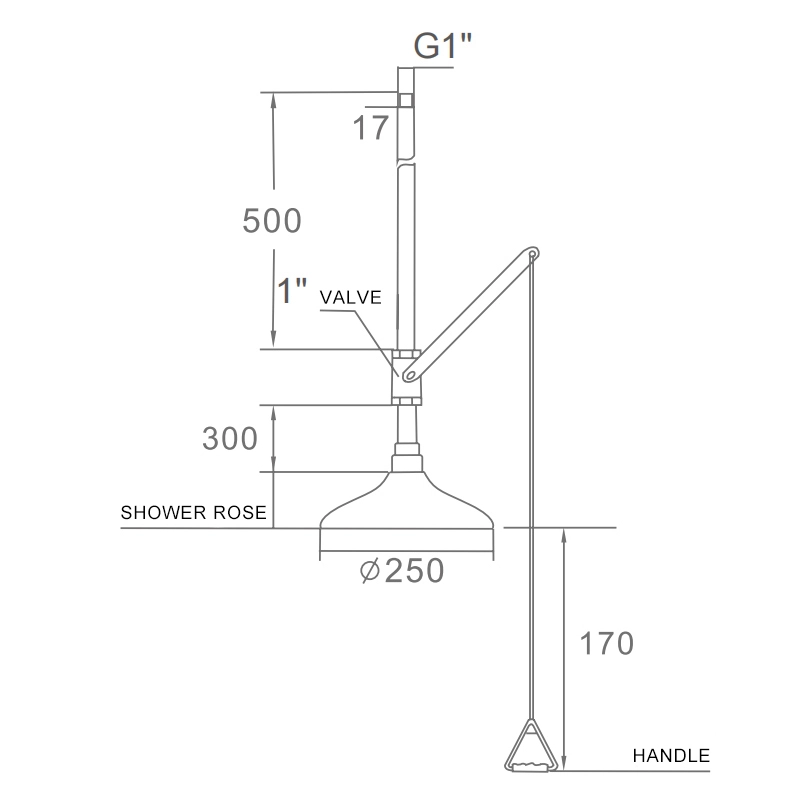 EW-16 Ceiling Mounted Drench Shower Size EW-16 Ceiling Mounted Drench Shower Size