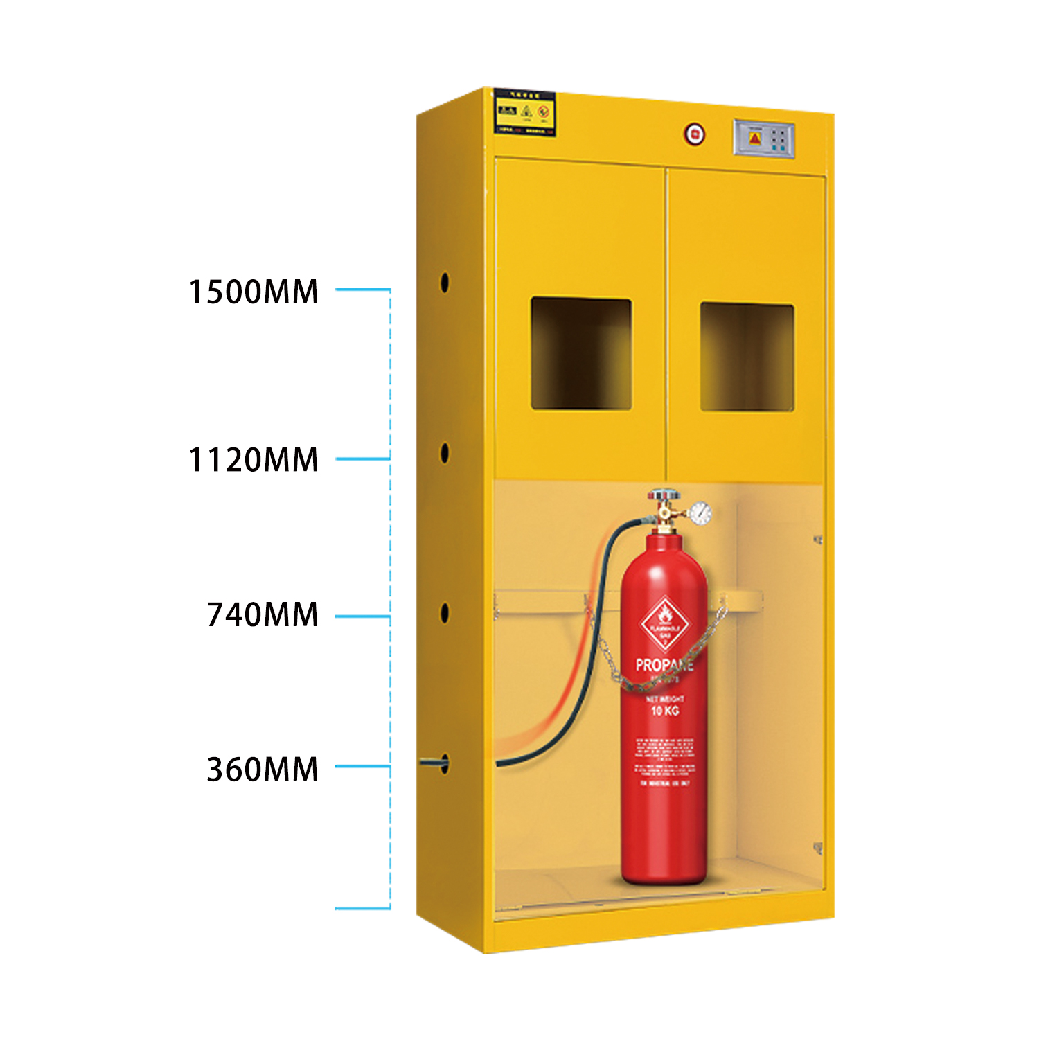 gas cylinder cabinet size