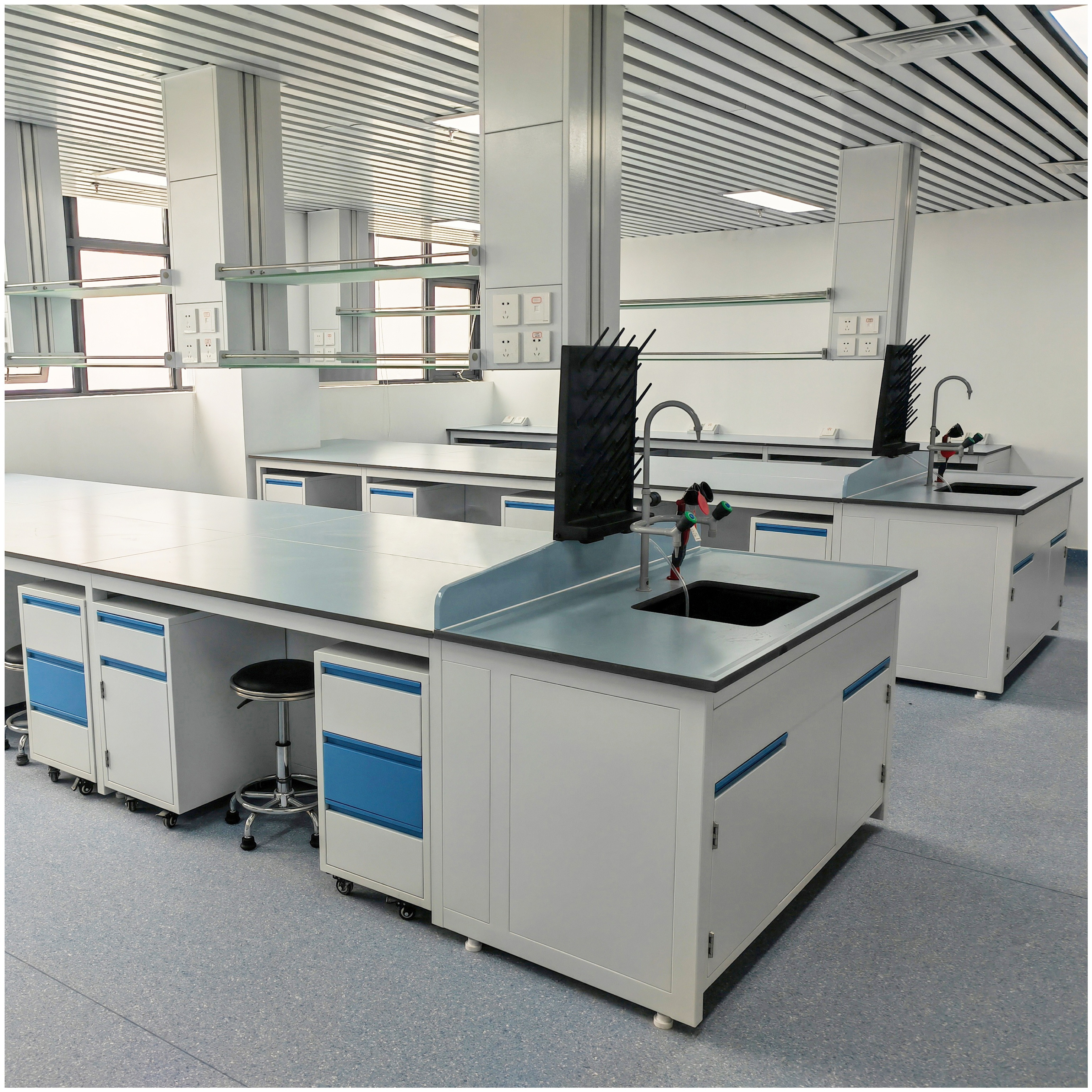 h-frame bench laboratory powder-coated steel lab bench