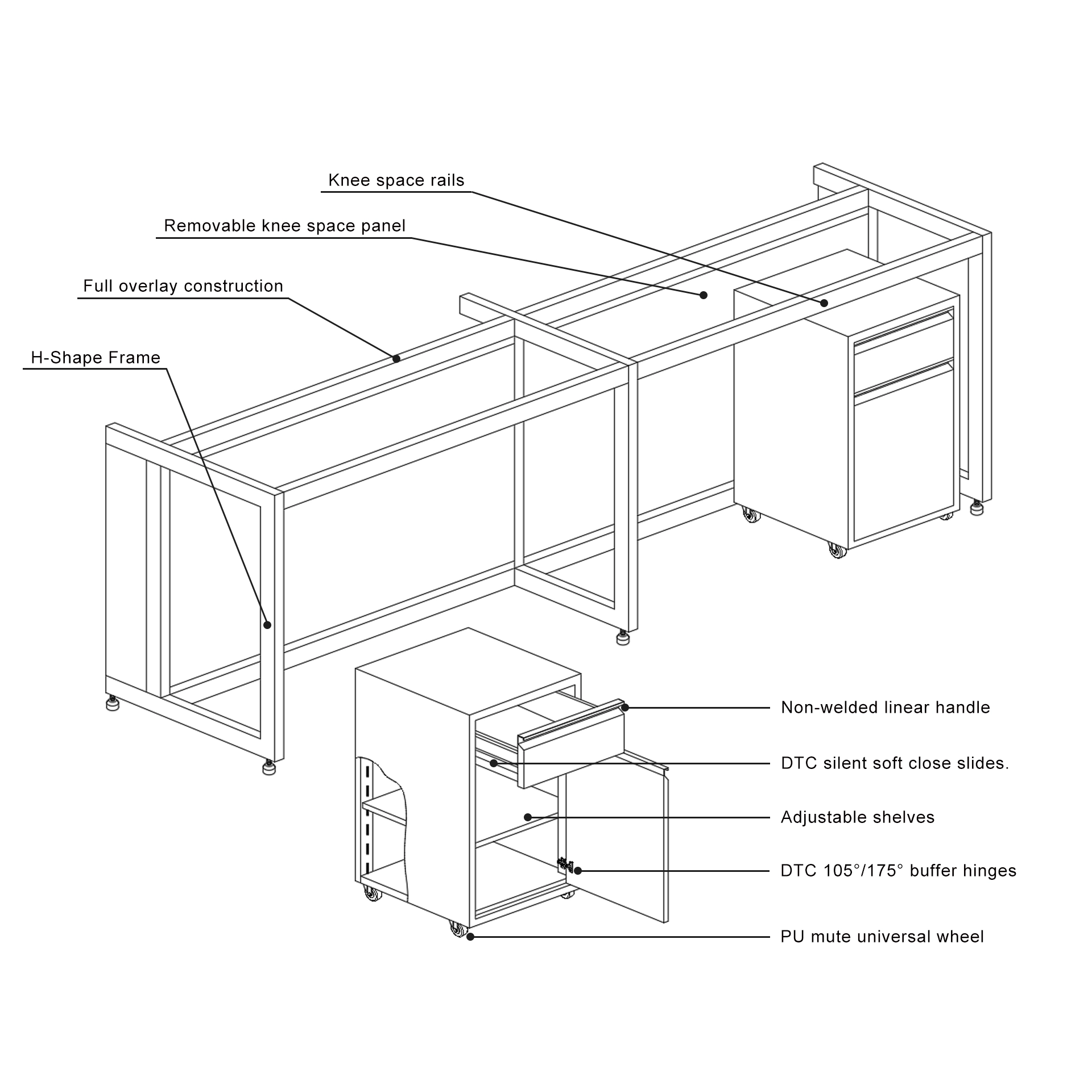 H-Frame Lab Bench Structure Detail Drawing