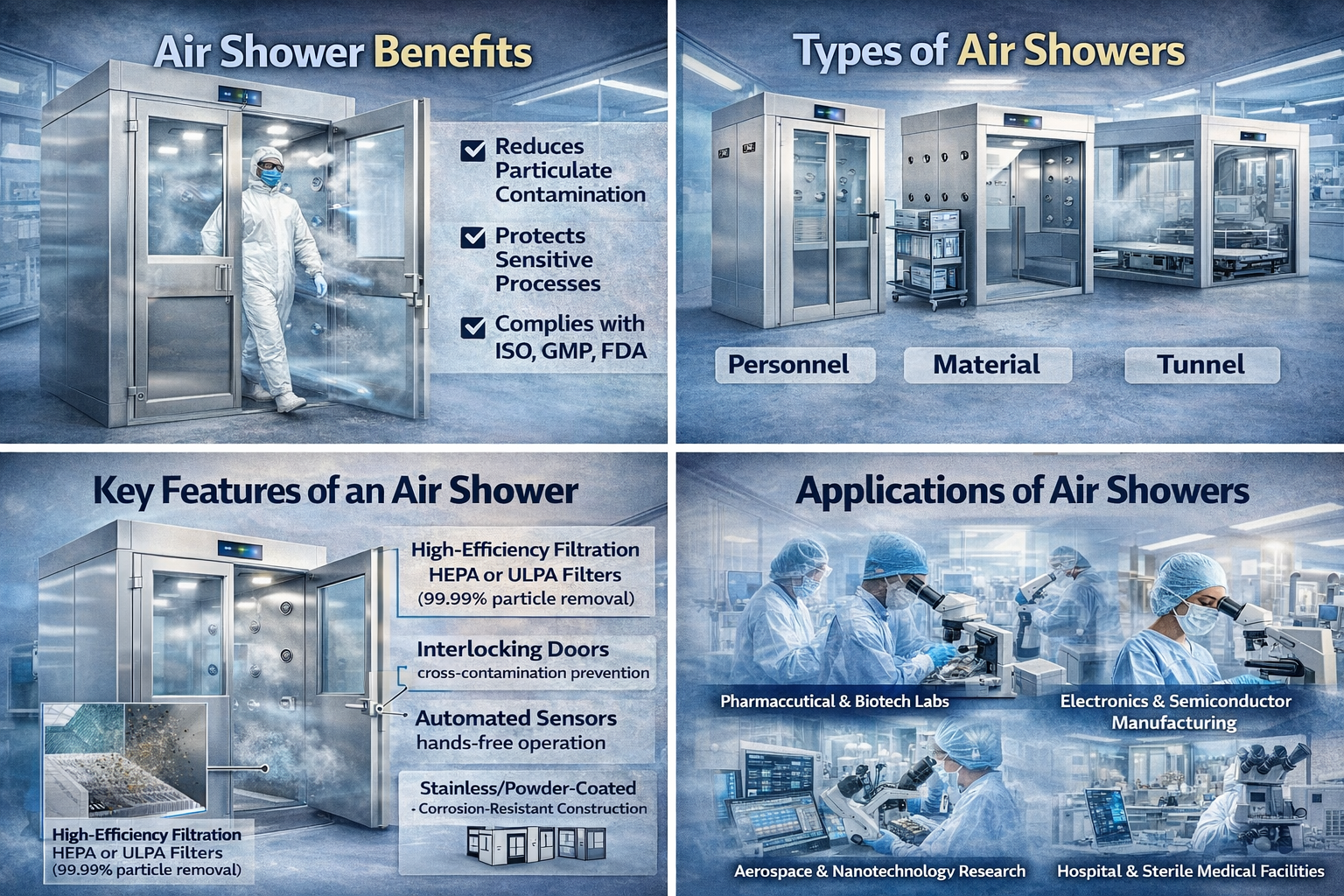 interlocking doors air shower cleanroom