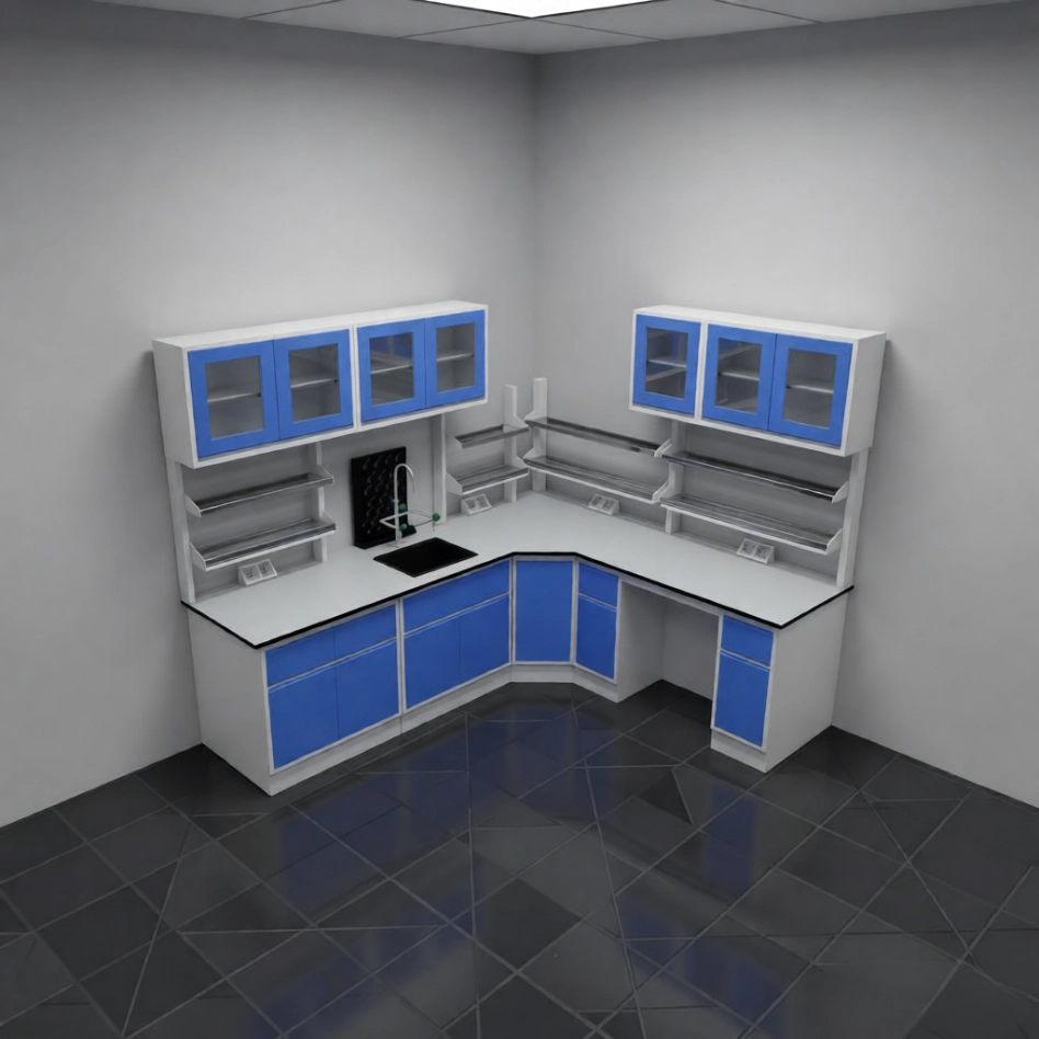 Lab Bench Slab L-Shaped Floor Lab Bench | Customizable Space-Saving Workbench