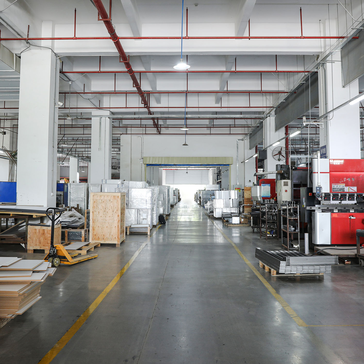 complete laboratory furniture layout with island benches and fume hoods