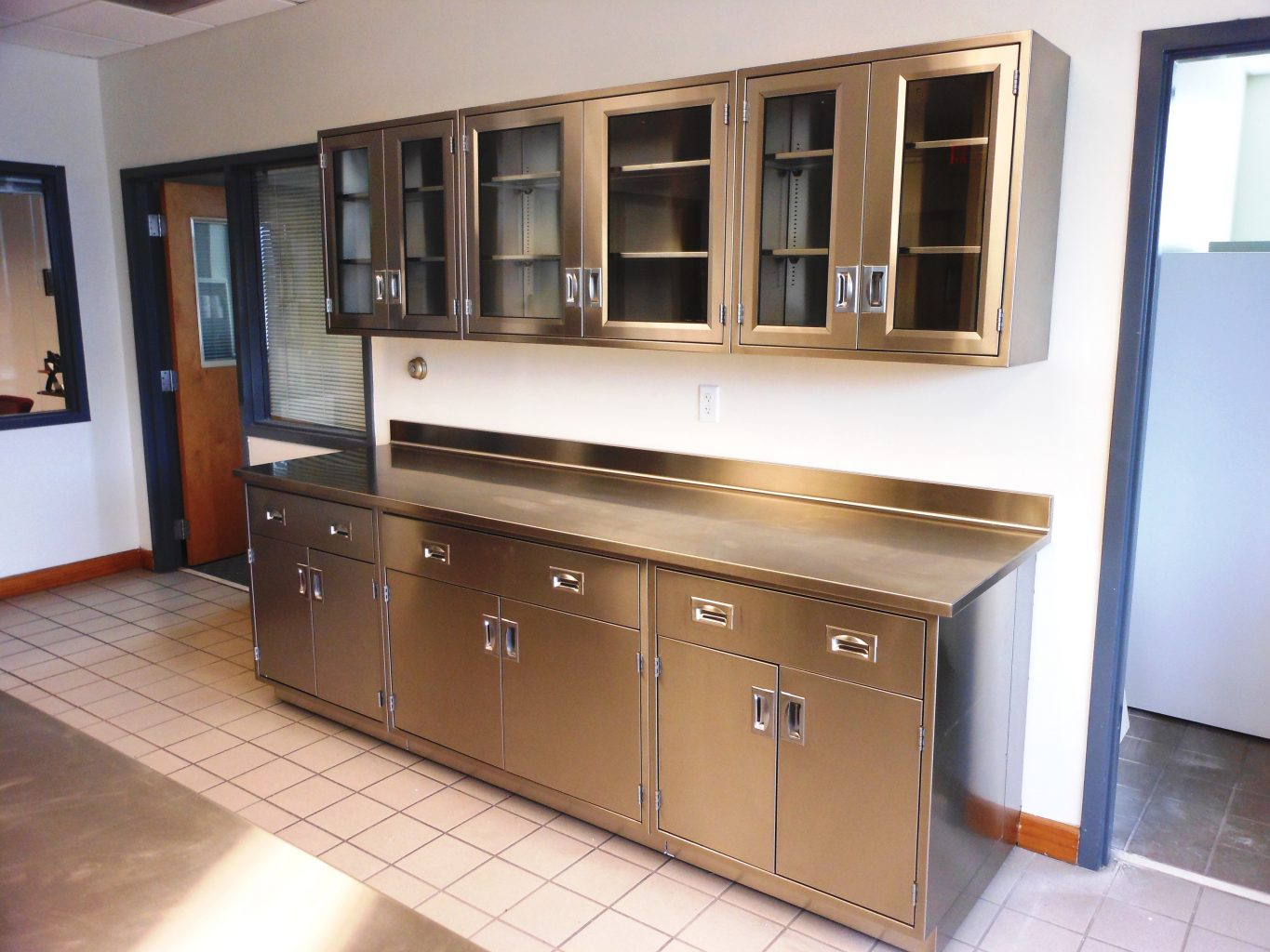 laboratory stainless steel countertop with sink