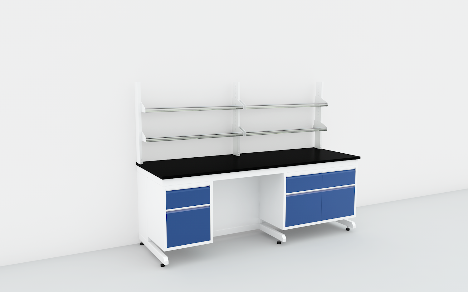 LB-CF-09 C-frame lab benches with shelves LB-CF-09 C-frame lab benches with shelves