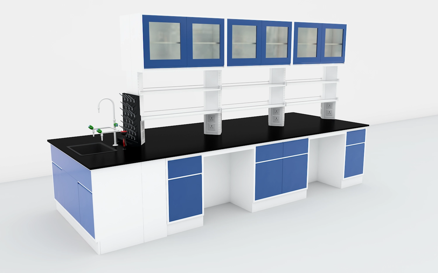 LB-FM-06 Metal Lab Table With Mounted Cabinet