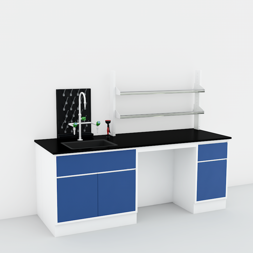 LB-FM-10 All steel lab wall bench