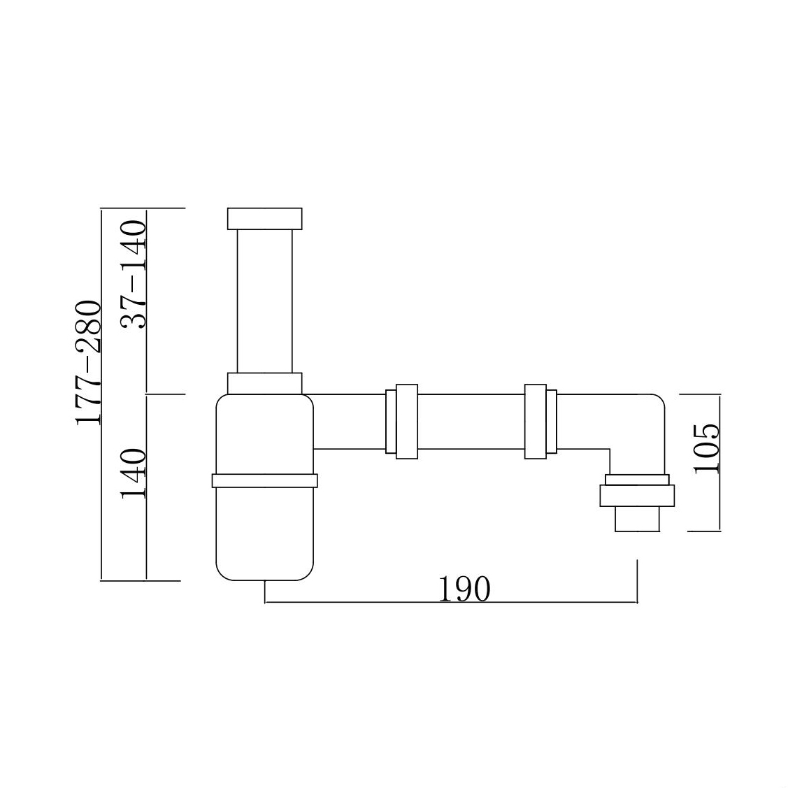 PP anti siphon bottle trap-size