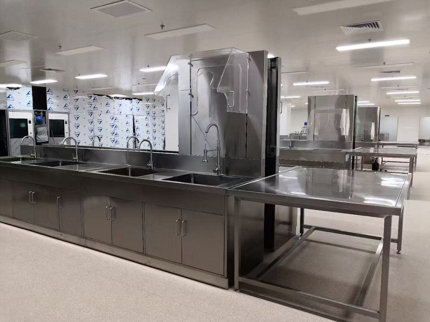 stainless steel lab bench with cabinets