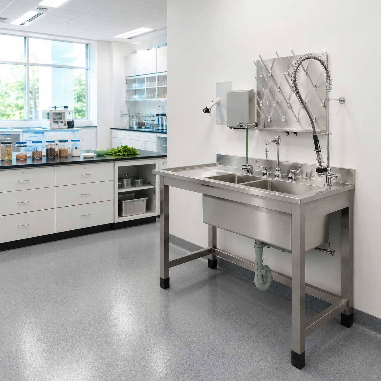Stainless Container Lab Stainless Steel Laboratory Sink | Lab Sink Workstation with Faucet and ...