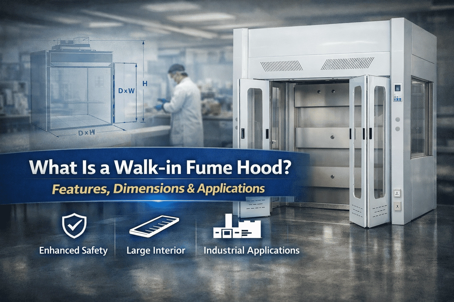walk-in fume hood for industrial laboratory