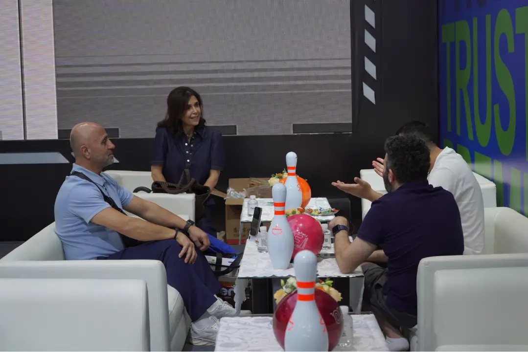 Flying Bowling’s team presented bowling solutions and equipment features to clients at the exhibition booth Flying Bowling’s team presented bowling solutions and equipment features to clients at the exhibition booth