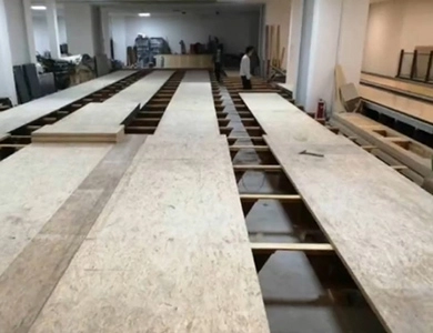 Foundation board installation building a bowling alley