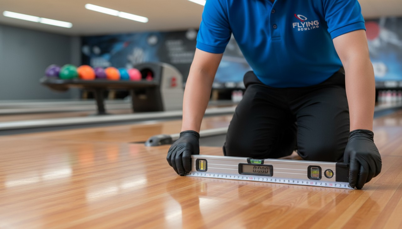 USBC lane inspection tools being used on a synthetic bowling lane USBC lane inspection tools being used on a synthetic bowling lane