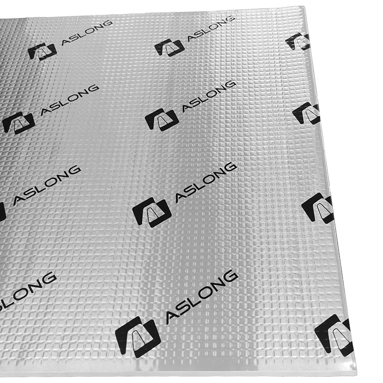 ASLONG sound deadening mat with textured foil surface. ASLONG sound deadening mat with textured foil surface.
