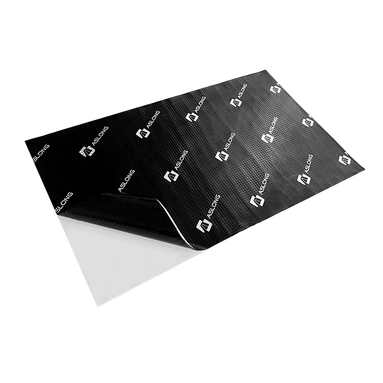ASLONG black sound dampening mat with peel-away backing.