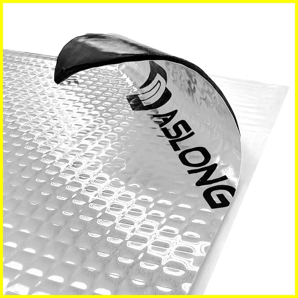 ASLONG brand sound dampening material with a partially peeled back layer.