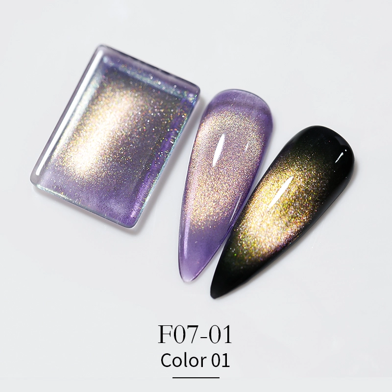 15color-Cat Eye Gemstone purple Gel Polish