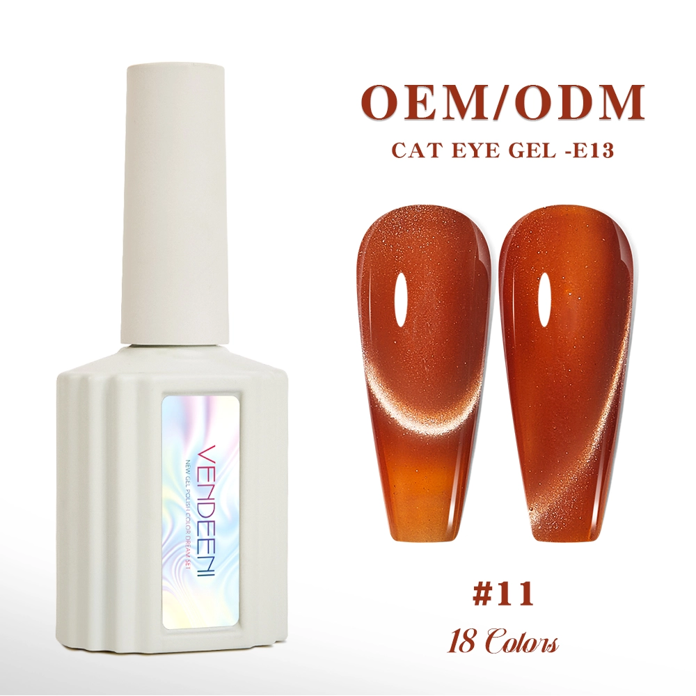 Caramel orange-brown cat's eye gel polish