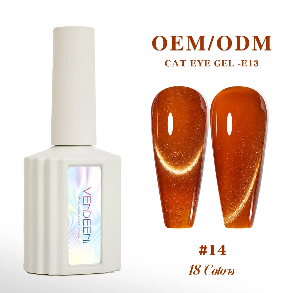 Orange-brown-cat's-eye-gel-polish Orange-brown cat's eye gel polish