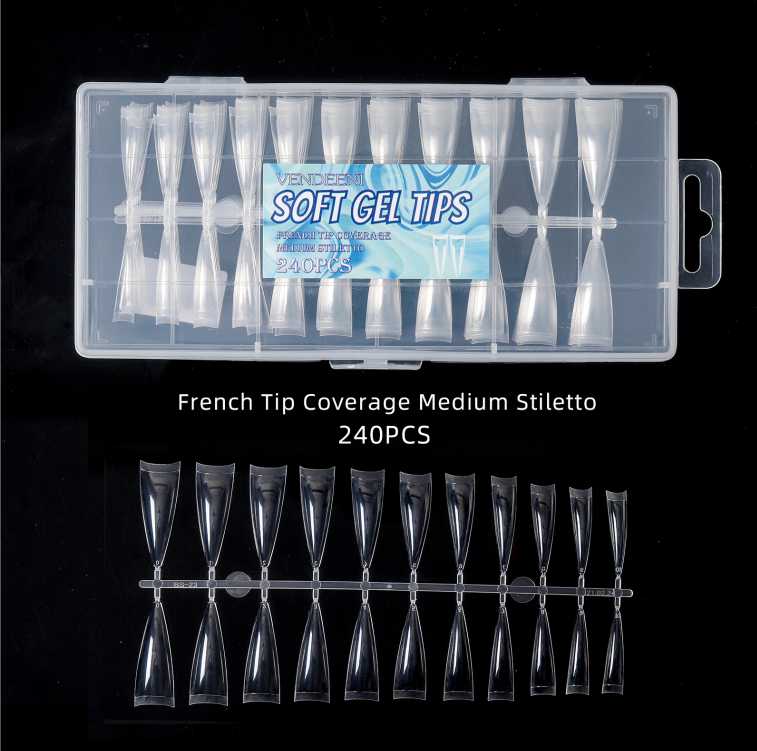 French Tip Coverage Medium Stiletto