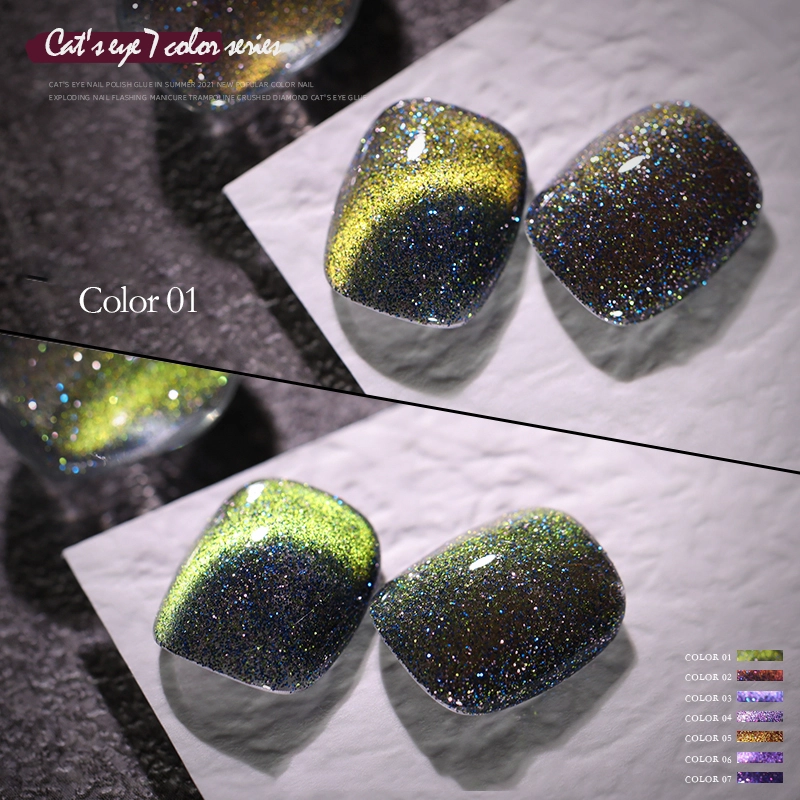 7color--cat-eye-nails-green 7color- cat eye nails green